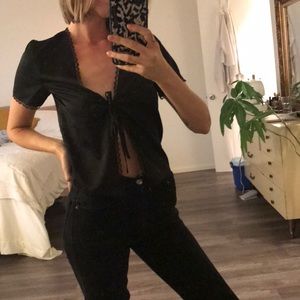 Brandy Melville Satin Short Sleeve Top